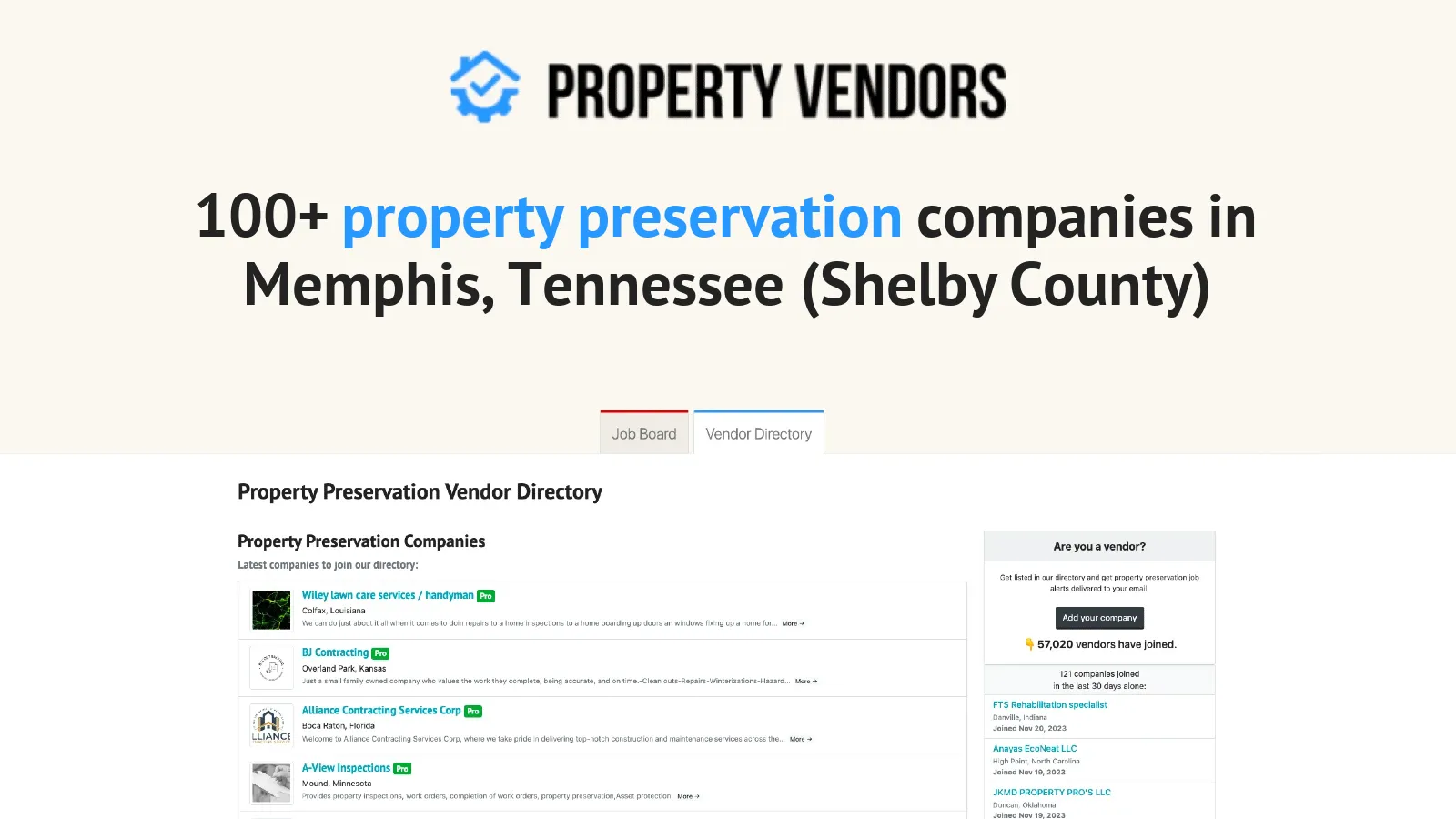 Property Preservation Services in Memphis, Tennessee (Shelby County