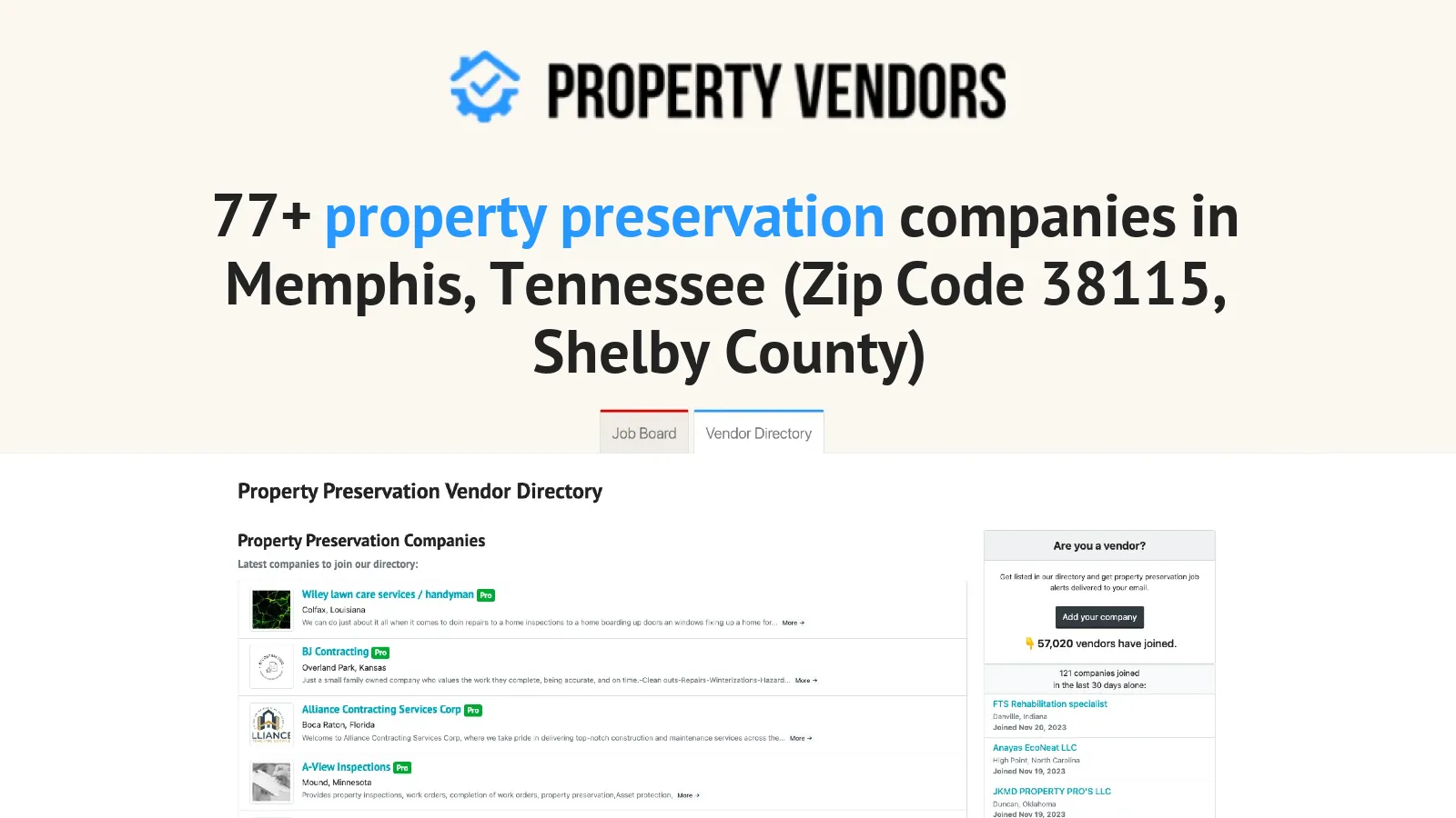 Property Preservation Services in Memphis, Tennessee (Zip Code 38115