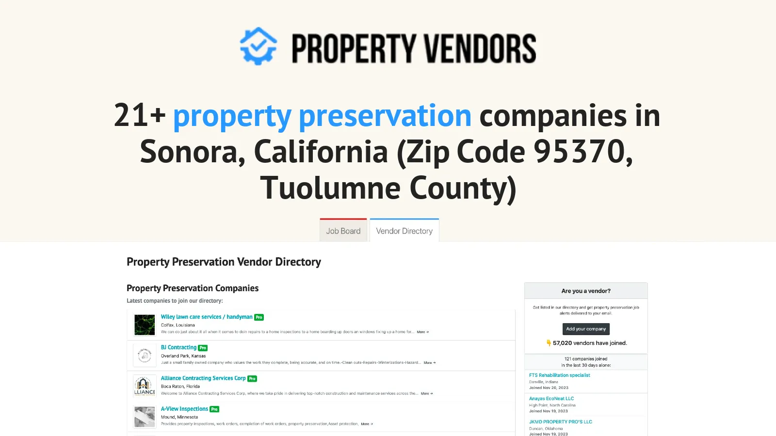 Property Preservation Services in Sonora, California (Zip Code 