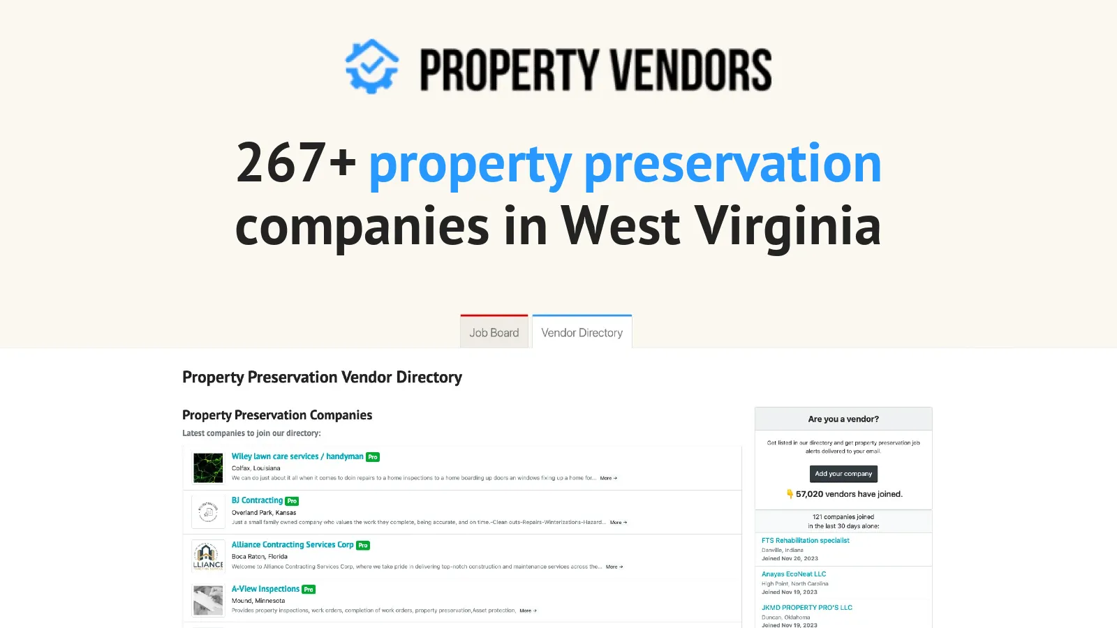 Property Preservation Services in West Virginia