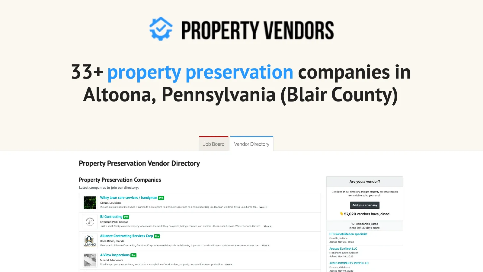 Property Preservation Services in Altoona Pennsylvania Blair County