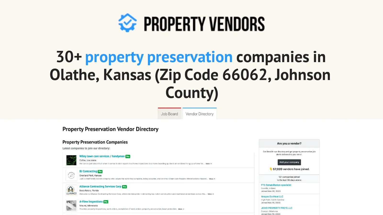 Property Preservation Services in Olathe, Kansas (Zip Code 66062