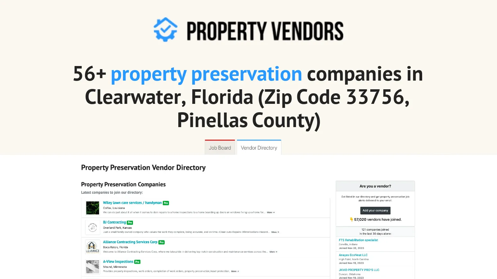 Property Preservation Services in Clearwater, Florida (Zip Code 33756