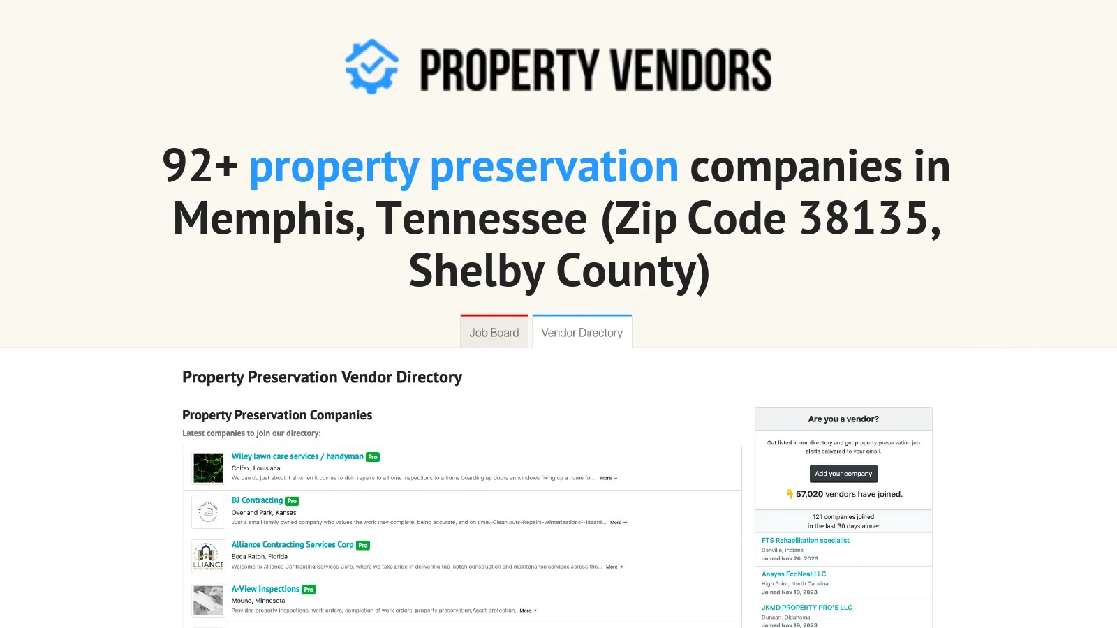 Property Preservation Services in Memphis, Tennessee (Zip Code 38135